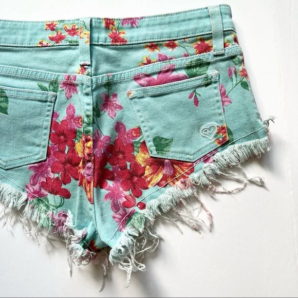 LF Carmar Festival Shorts Size 27 Floral Cheeky Distressed Teal Pink - Picture 8 of 13